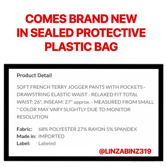 Brand NWT Red French Terry Ultimate Comfort Soft Joggers with Pockets Size Small - Picture 4 of 4